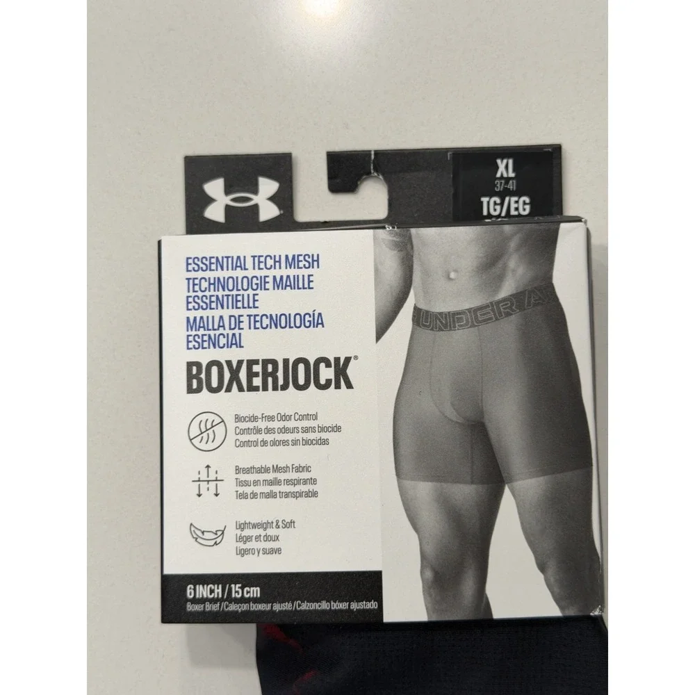 Under Armour Mens Tech Mesh Boxerjock Underwear XL Black Red 6in UUSIJ143-989